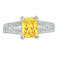 2.45ct smaragdni rez žuti prirodni citrinski 14k bijelo zlato ugraviranje izjava bridalna godišnjica angažmana vjenčana prstena veličine 3.5