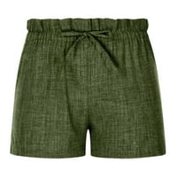 Hlače za ženske ležerne ljetne struk Ljeto Kratke hlače Pamučni struk casual posteljine kratke hlače