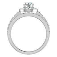 Dijamantni set za vjenčanje za žene okrugli sjajni halo prstenovi 14k bijelo zlato 1. Carat