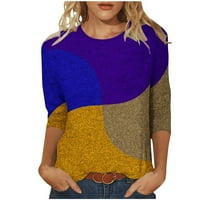 Ženska udobna osnovna ušteda bluza boja blokirana pulover rukav Crewneck plus veličina lagana casual