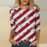 Ženske američke zastave T-majice rukav posad vrat retro neovisnosti bijeli xxl