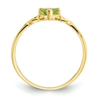 10k žuto zlatni prsten sa kamenjem avgust Peridot Heart Green
