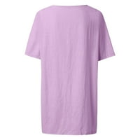 Ljetne haljine za žene Trendy V izrez Top košulje Pulover Puno boje Komforna majica Kratki rukav labav