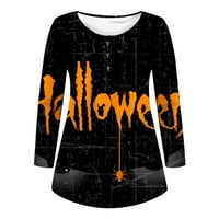 Olyvenn Womens Nasled Henley The Thene The Tunic T-majice Halloween Pismo Ispis Pulover Pleased Swing