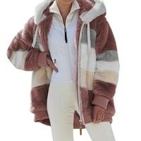 Ženska zimska kapuljača gornja labava jakna s dugim rukavima plišana kaput sa patentnim zatvaračem HOT6SL4883067