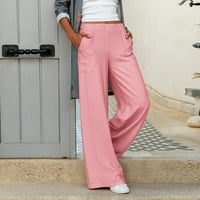 Xiuh casual pantalone za žene Čvrsto boje visokih struka sa širokim nogama ugodne hlače ravne pantalone