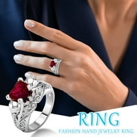 Miyuaadkai prstenovi za žene prsten Šareni cirkon vjenčani nakit prstena veličine legura poklon nakit crvena 9