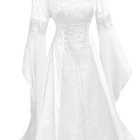 Ženske haljine s dugim rukavima Puno casual maxi maxi ljetna haljina s kapuljačom bijela 2xl