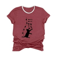 Prinxy Womens T majice plus veličina T majice za žene Teen Girls Ljeto Slatka mačka Butterfly Graphic