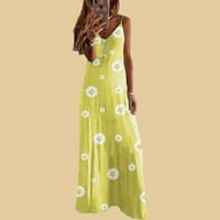 Ženska ljetna modna ležerna Ležerne prilike Labavi Daisy Ispiši Slim-Fit Susbleder V-izrez haljine za žene za žene
