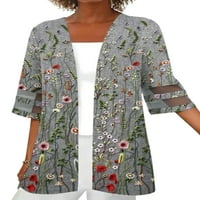 Niuer Women Cardigan Polu rukav vrhovi V izrez Košulje Loose Carligans Floral Print Tunic Majica F f