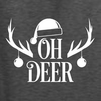 Divlji Bobby Oh Deer Riendeer Santa Božićni majica s dugim rukavima, Heather Black, XX-Large