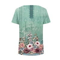 Ženske čipke TREMI TRENDY TOPS kratki rukav T majice Summer Dressy Ležerne prilike Cvjetni print V izrez