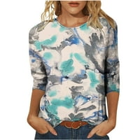 Ženske vrhove jesenska modna majica cvjetni majice rukavi okrugli vrat casual bluza vrhovi pulover dukserica