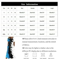 Tking Fashion Ženski ljetni casual tiskani kratki rukav V-izrez V-izrez HEM Baggy Maxi haljina smeđa XL