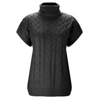 Ulazni džemper za žene za žene s dugim rukavima polo V izrez Dressy casual džemper crni xl
