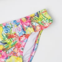 Daqian Baby Girls Odjeća Djevojke Dječje Dječje kupaći kostim Sling cvijet Dolphin Print Beach Ruckele Bikini odijelo Djevojke Djevojke Veličina odjeće 2T-5T ružičasta 5-6