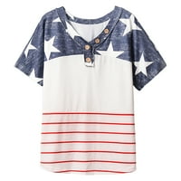 Košulje za žene Trendy American Flag tiskani V izrez kratki rukav Vintage majica