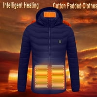 Muškarci USB električna grijana jakna, zimski kapuljač s dugim rukavima puni patentni kaput s džepovima