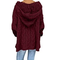 Aoksee džemperi za žene Žene Modne labave velike veličine Jednobojni kapuljač duge rukave na vrhu