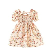 Djevojke za dijete cvjetno tiskane haljine od kratkih rukava princeze, veličine 90-130