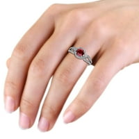 Ruby i Diamond Eye Halo Angažman prsten 1. CT TW u 14k bijelo zlato .Size 8