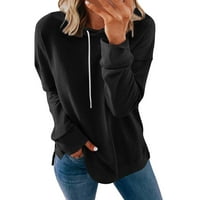 DTIDTPE ženske dukseve dugih rukava vrhovi lagane dukseve s kapuljačom pulover povremene tucijske košulje crne m