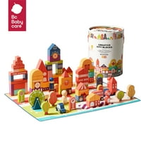 BC Babycare drveni građevinski blokovi, obrazovne igračke, 1- starosna grupa, koloful boja