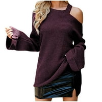 Ženski džemper Ženski dugih rukava na dugim rukavima Čvrsti pukotine, ležerni pulover