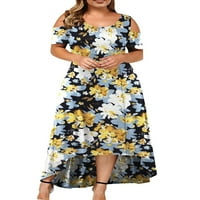Ženski kratki rukav plus veličina maxi haljina labava ležerna cvjetna simska ljetna haljina