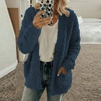 Džemper kaput Žene casual plus veličine plišani džepovi džepovi gornji odjećni gumbi Kardigan kaput