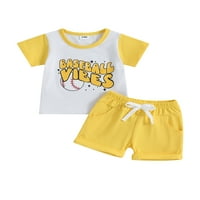 Diconna Summer Outfit Set za Toddler Boys, majica za bajbol s kratkim rukavima i kratke hlače za elastične