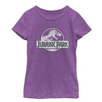 Djevojkov Jurassic Park Vintage logo Grafički grafički tee ljubičasta bobica mala