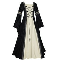 IOPQO Formalne haljine za žene maturalne haljine Ženska gotička vintagena duljina haljina podne ženske haljine jeseni haljine crne 5xl