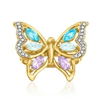 Ross-Simons 1. CT. T.W. Multi-Gemstone Butterfly prsten u 18kt zlato preko sterlinga za žensko, odrasle
