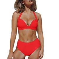 Efsteb ženski kupaći kupaći kostim od plaže na plaži Čvrsta boja kupaći kostim bikini visokog struka
