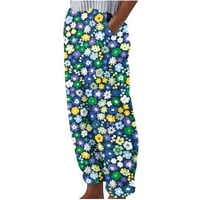 TUPHREGYOW ženske ravnotežne pantalone za slobodno vrijeme za slobodno vrijeme novi stil Trendi cvijeće Ispiši široke noge labave hlače Putujući na otvorenom planinarenje High struk moda s džepovima Hlače Multicolor S
