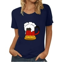 Scyoekwg Comfy Beer Fest T majice za žene Trendi labavi vrhovi uzorak tiskani okrugli vrat Grafički