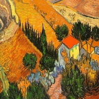 Laminirani Vincent Van Gogh pejzaž sa kućom i oračnom kombijem Zidno umjetnost Impresionist Slikaring