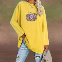 Ženska zvezdasi modna tiskana labava majica dugih rukava bluza okrugla vrat casual vrhovi radna odjeća Žuta l