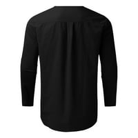 2DXuixsh Muška haljina odijela Muška pamučna posteljina Postavljena Henleyji košulja s dugim rukavima