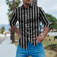 MAN bluza Ljetna moda zgodni muškarci modni ležerni apstraktni digitalni tisak rever gumb s dugim rukavima