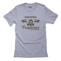 Sertifikovani CropDuster - Smiješni ravni avioni i plinska maska ​​Muška siva majica