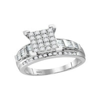 Jewels 10kt Bijelo zlato Žene Okrugli dijamant Cindys Dream Cluster Bridal Venčani zaručni prsten CTTW