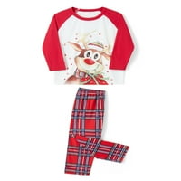 Uklapanje obiteljskih božićnih pidžama, PJS tkanina s dugim rukavima slatka santa jelena za spavanje