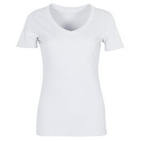 Labakihah T majice & nbsp; za žene za žene V izrez rebrasta učvršćena majica kratkih rukava Basic Knit Top bijela