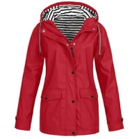 Huaai ženska jakna s dugim kapuljačom na otvorenom kapuljač na otvorenom jakna s kapuljačom Vjetrootporni kaput plus ženski kaput crveni xxl