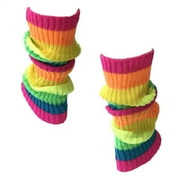 Modna kultura Neon Rainbow Stripes Knit Rebraste noge Topli za čizme, Multi