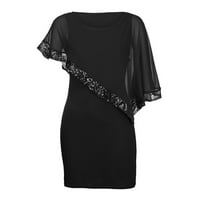 Ženske haljine za žensku košuljenim okruglim dekolteom na otvorenom Asimetrično A-line plažne haljine Black XL