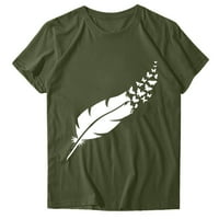 Bazyrey ženske vrhove Žene Ležerne prilike ispisa slova kratkih rukava labava majica bluza vrhova vojska zelena s